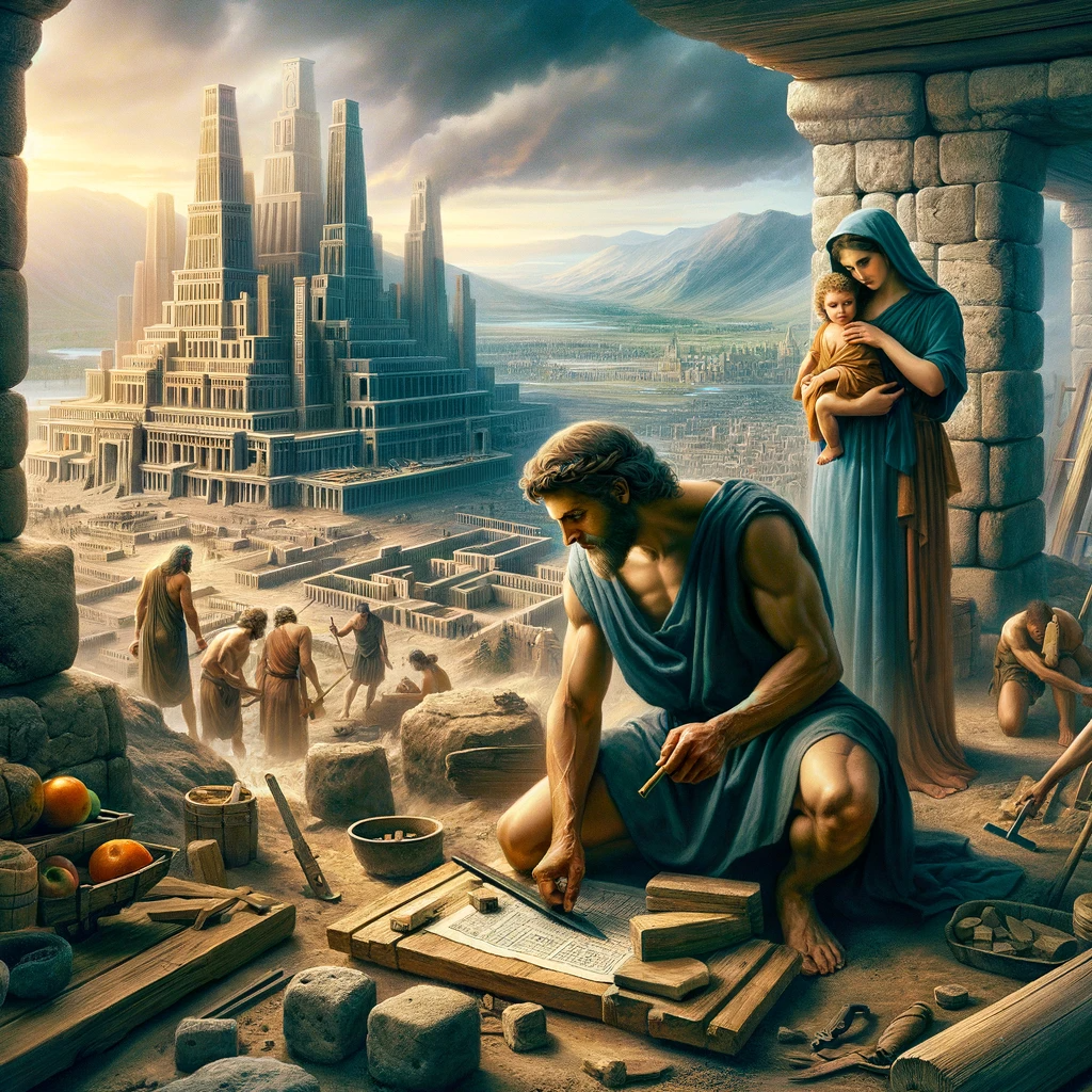 Ark.au Illustrated Bible - Genesis 4:17 - And Cain knew his wife, and she conceived and bore Enoch. And he built a city; and he called the name of the city after the name of his son Enoch.