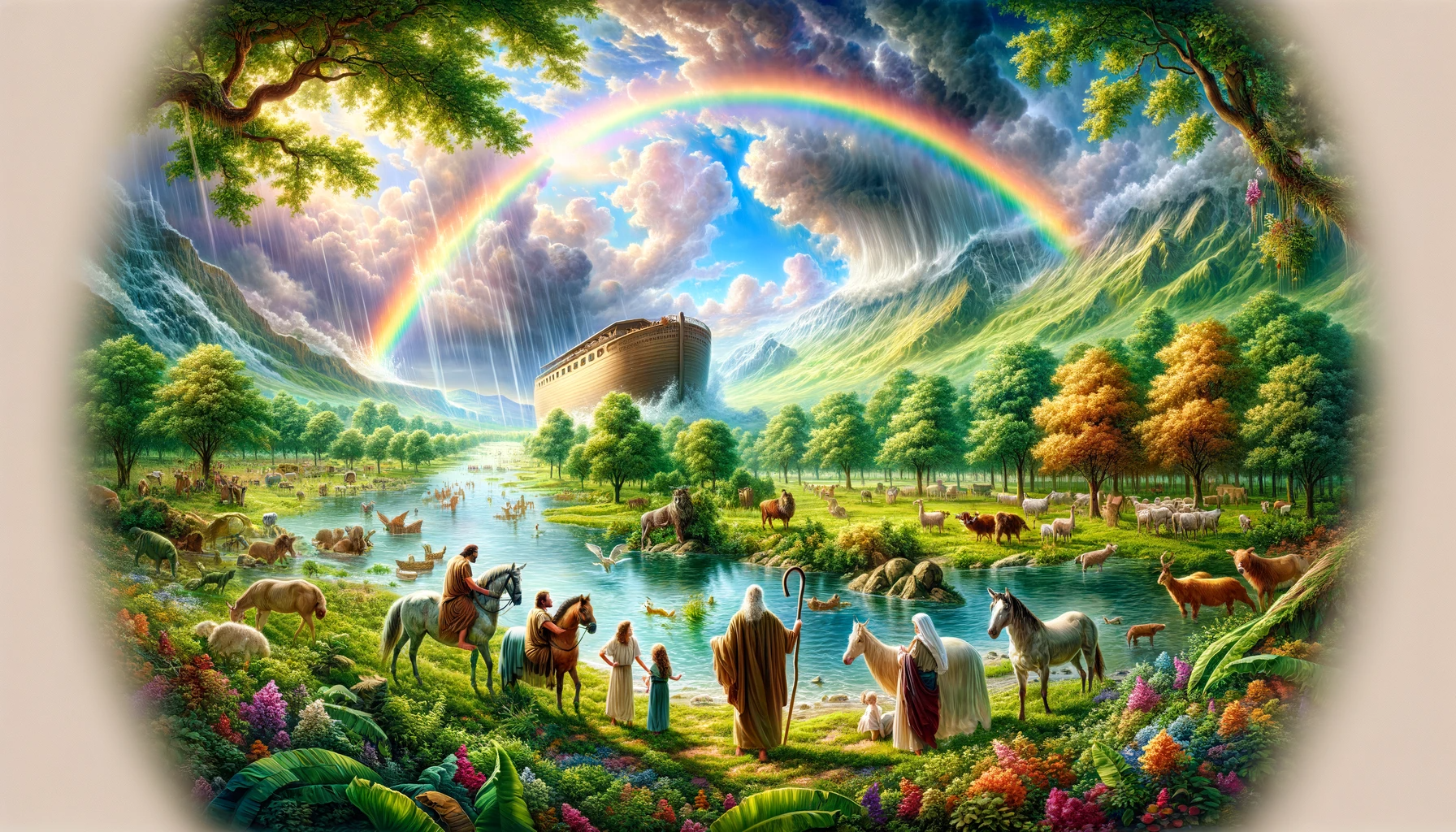 Ark.au Illustrated Bible - Genesis 9:16 - The rainbow will be in the cloud. I will look at it, that I may remember the everlasting covenant between God and every living creature of all flesh that is on the earth.