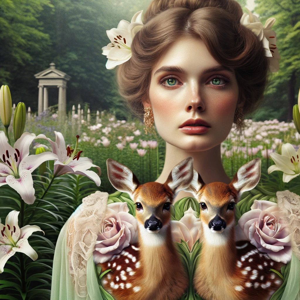 Ark.au Illustrated Bible - Song of Solomon 4:5 - Thy two breasts `are' as two fawns, Twins of a roe, that are feeding among lilies.