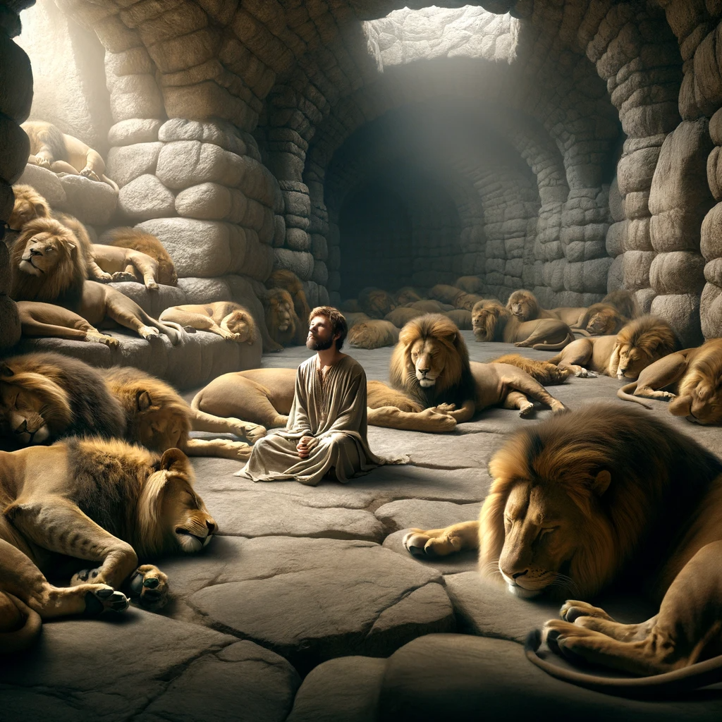 Ark.au Illustrated Bible - Daniel 6:22 - My God hath sent his angel, and hath shut the lions' mouths, and they have not hurt me; forasmuch as before him innocency was found in me; and also before thee, O king, have I done no hurt.