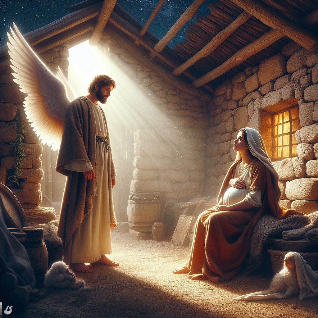 Ark.au Illustrated Bible - Luke 1:28 - And the angel came in to her and said, Peace be with you, to whom special grace has been given; the Lord is with you.