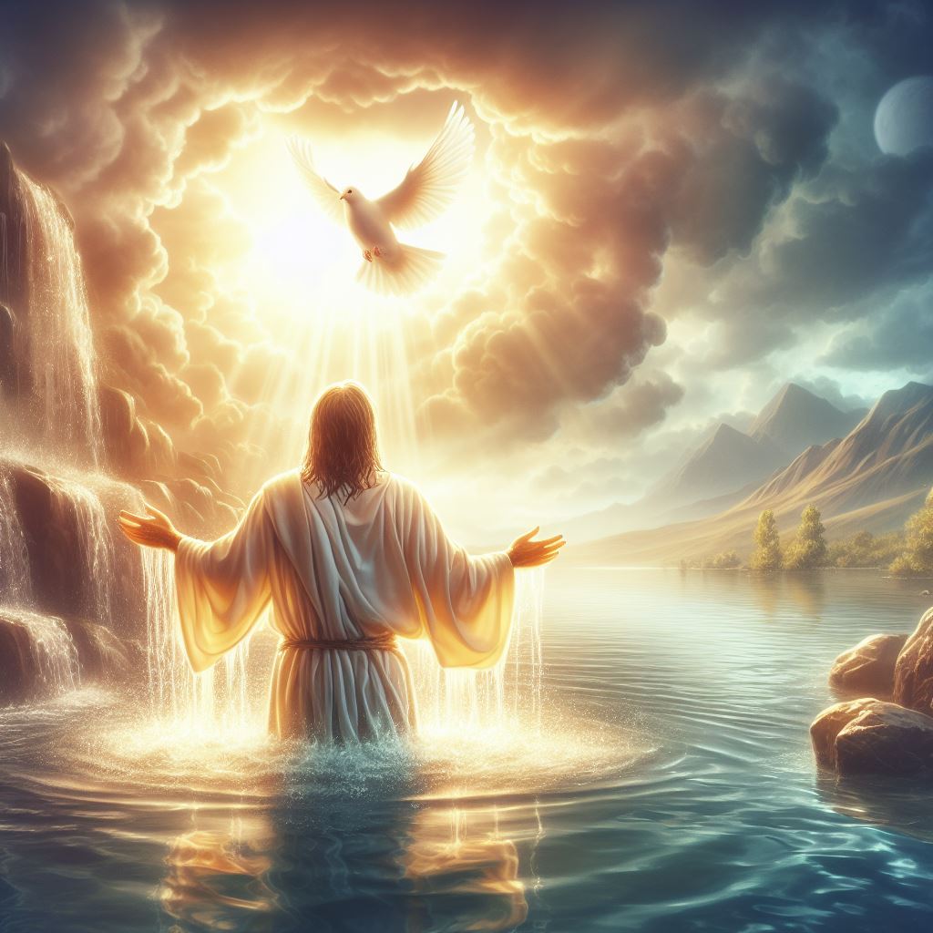 Ark.au Illustrated Bible - John 1:32 - And John bore testimony, saying, I saw the Spirit descending from heaven like a dove, and it abode upon him.