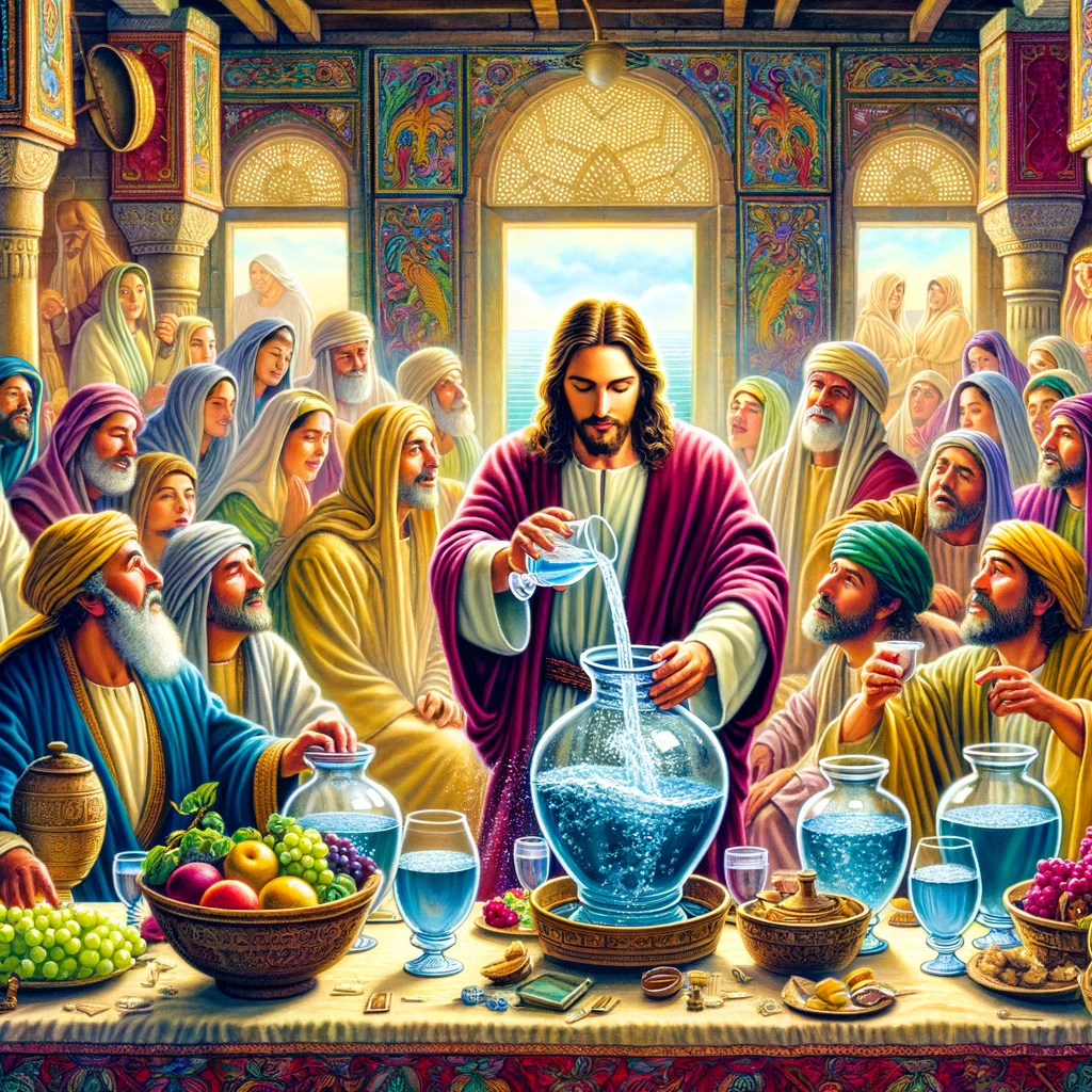 Ark.au Illustrated Bible - John 2:7 - Jesus saith to them, Fill the waterpots with water. And they filled them to the brim.