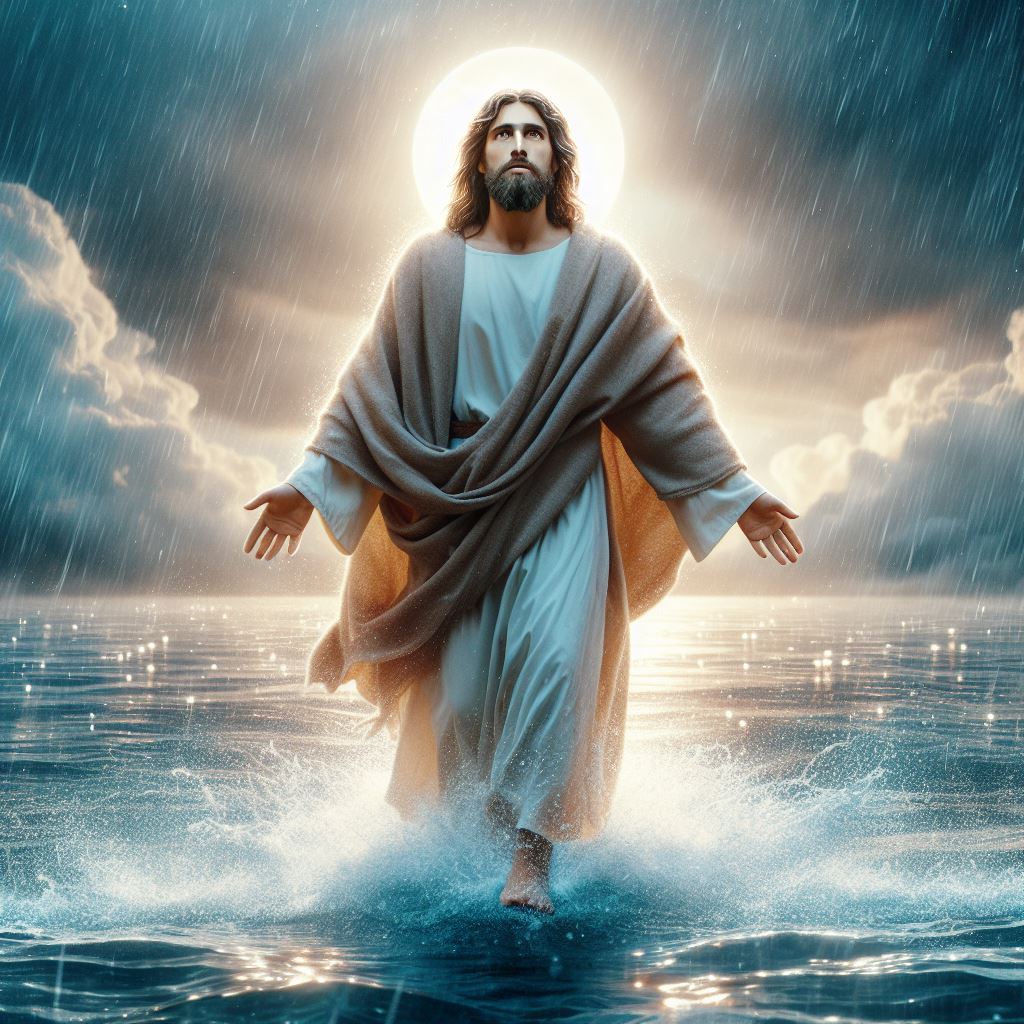 Ark.au Illustrated Bible - John 6:19 - When therefore they had rowed about twenty-five or thirty stadia,{25 to 30 stadia is about 5 to 6 kilometers or about 3 to 4 miles} they saw Jesus walking on the sea, and drawing near to the boat; and they were afraid.