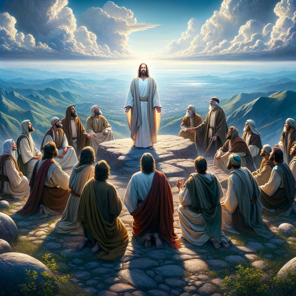 Ark.au Illustrated Bible - John 6:3 - And Jesus went upon a mountain, and there he sat with his disciples.